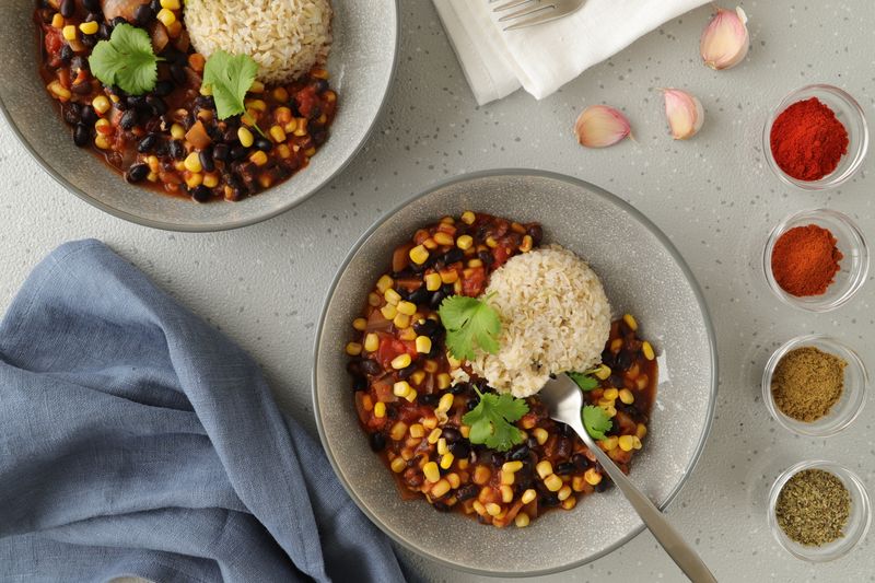 Black beans and cilantro rice side dish